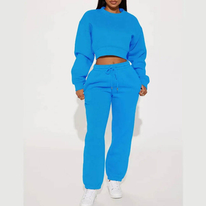 ODM Offre Spéciale survêtement femme couleur personnalisée haute qualité coton éponge survêtements deux pièces ensemble en gros pas cher - Product Image 5