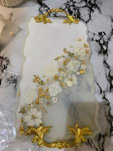 CES ÉLÉGANTS PERSONNALISABLES RÉSINE ÉPOXY PLATEAU DE SERVICE Conception Rectangle pour la maison Restaurant Hôtel Plateau en résine - Product Image 3