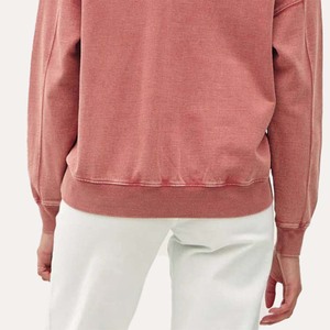 Recién llegado, lavado ácido para mujer, bordado, forrado, sólido, informal, antideslizante, poliéster/algodón Terry, 300g, peso pesado, Invierno - Product Image 2