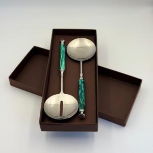 Ensemble de serveurs à salade en acier inoxydable avec poignée ronde antique, écologique, lavable au lave-vaisselle, outils à salade, accessoires de cuisine très vendus - Product Image 6