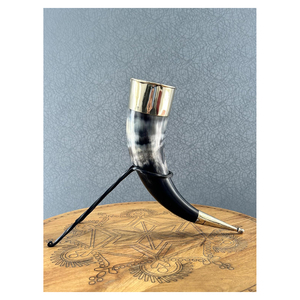 Viking Drinking Horn Genuine Agate Cup <b>Mug</b> Iron <b>Stand</b> Food Safe Stainless Steel Weddings Home Hotel Use Inspired Indian Culture - Product Image 1