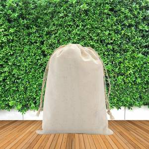 Pochettes écologiques 100% coton avec cordon de serrage Sacs de rangement en tissu réutilisables en vrac pour l'emballage de cadeaux et l'utilisation de voyage - Product Image 6