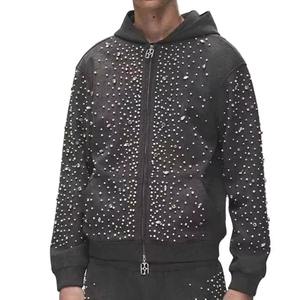 Sweat à capuche unisexe en polaire chaud avec paillettes et cristaux, 100% coton, écologique, design streetwear élégant pour l'hiver, pour les commandes en gros - Product Image 5