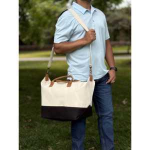 Sac de voyage de luxe Weekender, grand sac de sport en toile, cuir véritable, maille polyester, pliable, décontracté, extérieur, fitness, sacs personnalisés - Product Image 6