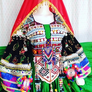 Vestido de novia de fiesta tribal de terciopelo afgano de tamaño personalizado Salwar Kameez de algodón bordado tradicional hecho a mano para mujer - Product Image 2