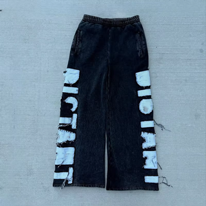 Custom Washed Vintage Embroidery Sun Faded <b>Full</b> <b>Zip</b> <b>up</b> Hoodies Tracksuits Men Flared Sweatpants <b>Hoodie</b> Set OEM Tracksuit Trendy - Product Image 5