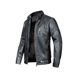 Motorcycle Coat Spring and Autumn <b>Thin</b> Casual Leather <b>Jacket</b> for <b>Men</b> - Product Image 4