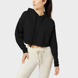 Femmes surdimensionné fermeture éclair haut court à capuche coupe ample taille mince à manches longues sweat décontracté haute qualité 100% coton Streetwear - Product Image 1