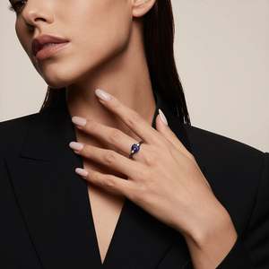 Jeulia <b>Gothic</b> Black Three Stone Oval Purple Engagement <b>Ring</b> - Product Image 6