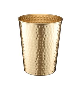 Poubelle en fer cylindrique élégante avec travail artisanal du métal et finition en argent antique intemporel pour la décoration - Product Image 2