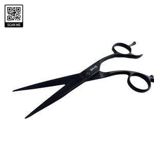 Matte Black Stainless Steel Offset Hair Cutting Scissors Ergonomic <b>Handle</b> Adjustable Tension Lightweight Barber Salon <b>Shears</b> - Product Image 4