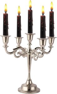 Candélabre antique en métal doré avec détails ornés, parfait pour la décoration intérieure de luxe ou l'arrangement d'autel d'église - Product Image 2