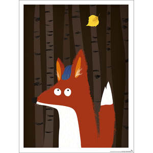 Modern Children's Room <b>Poster</b> Fox in Forest Design Paper Wall Decor - Product Image 1