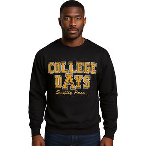 Sweat-shirt à col rond noir College Days Swiftly Pass, broderie en chenille premium, inspiré de l'alpha, vêtements universitaires vintage - Product Image 2