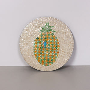 High Quality Handmade MOP <b>Placemat</b> <b>Round</b> Pineapple Mosaic Design Mother of Pearl Decorative Table Mat from Vietnam - Product Image 2