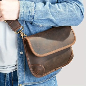 Sac bandoulière vintage en cuir véritable antivol, sac messager de voyage réglable, sac à main pour homme et femme, fermeture éclair, grande capacité, durable - Product Image 4