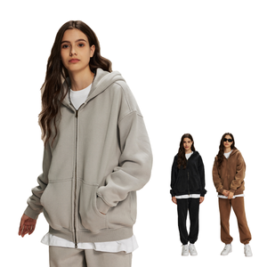 Nueva Sudadera con Capucha de Punto con Cierre para Mujer, Estilo Casual, Otoño/Invierno, Antiarrugas, Cálida, Manga Larga, Cómoda - Product Image 1