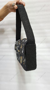 Sac à main de soirée pour femme, pochette céleste noire à perles, entièrement artisanal indien, sac de luxe de créateur pour mariage, fait main - Product Image 4