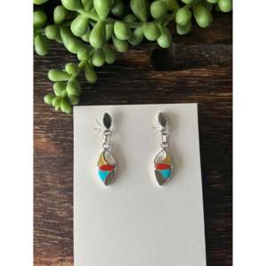 Angus Ahiyite Geometric Multi Stone <b>Sterling</b> <b>Silver</b> Drop <b>Dangle</b> <b>Earrings</b> - Product Image 1