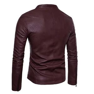 Chaqueta de Cuero para Hombre, Estilo Casual, Única, de Alta Calidad, con Capucha, Resistente al Viento, Transpirable, con Cuello Alto, para Invierno - Product Image 3