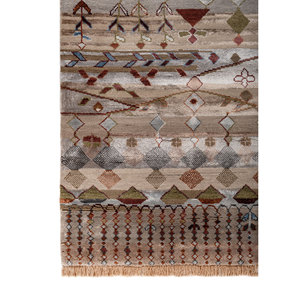 Manchaha Beige Brown Hand Knotted Wool Bamboo Silk Rugs Luxury Geometric Floral Design Washable Jute <b>Carpet</b> for Home for - Product Image 4