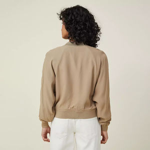 <b>Women's</b> Plus Size Zipper Full Sleeves Bomber <b>Jacket</b> Breathable Custom Color Logo Winter Knitted Cotton/Nylon/Polyester - Product Image 2