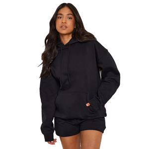 Sudadera con capucha y cuello redondo de algodón GSM 100% personalizada unisex, sudadera en blanco de talla grande con estampado térmico para mujer - Product Image 4