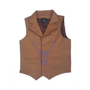 Chaleco Reversible Vintage de Cuero de Vaca para Hombre, Chaqueta Transpirable a Prueba de Viento con Cuello en V, Decoración con Botones para Invierno - Product Image 1