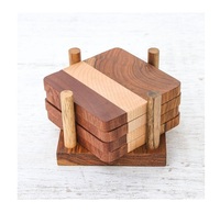 Set Coasters Kayu Mangga Berkualitas Tinggi, Ramah Lingkungan, Buatan Tangan, Desain Modern Terbaru dengan Desain Kustom untuk Penggunaan di Meja