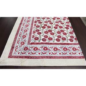 100% Cotton Red & White Floral Hand Block Print <b>Tablecloth</b> Spring Summer Decor for Dining <b>Parties</b> Weddings for Hotels - Product Image 4