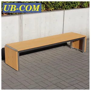 Simple Design Stainless Steel Frame UB-RE073WP Outdoor Wooden Furniture Garden Bench