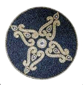 Round Beaded <b>White</b> with Blue Plain Handmade <b>Coaster</b> Set of Four Pieces Table Decor Item - Product Image 6