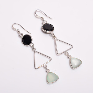 Pendientes colgantes de plata de ley 925 de estilo clásico, joyería fina con piedras preciosas mixtas, Pendientes colgantes elegantes - Product Image 1