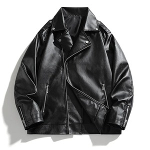 Chaqueta de Cuero Genuino para Hombre, Corte Holgado, con Decoración Bordada, Impermeable y Cortavientos, Estilo Urbano, Ropa de Motociclista, por el Fabricante - Product Image 1