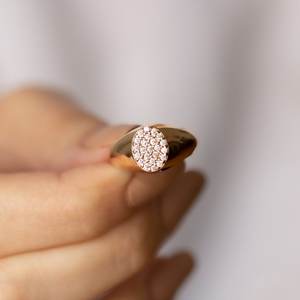 New Arrival 14K Gold Plated Minimalist <b>Signet</b> <b>Ring</b> Custom Personalized 925Silver CZ <b>Signet</b> <b>Ring</b> Classic Engagement Gift IGI - Product Image 1