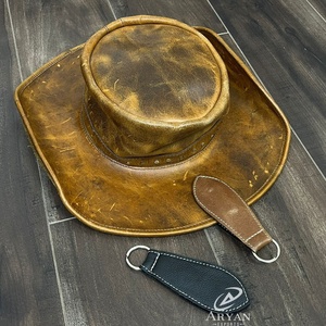 Porte-chapeau en cuir véritable, clip de ceinture de voyage, support de chapeau de cowboy western, accessoire durable en cuir de vache pour hommes et femmes - Product Image 1