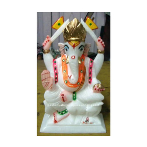 รูปปั้นหินอ่อนสีขาวธรรมชาติรูปปั้นพระแม่มารีพระพิฆเนศ - Product Image 1