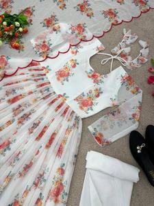 Présentation de la nouvelle robe de travail en fausse Georgette Anarkali avec impression numérique avec bas cousu et collection de prêt-à-porter Dupatta - Product Image 2