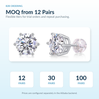 Boucles d'oreilles clous en argent sterling 925 avec moissanite ronde de 0,5 carat, serties de six griffes, pour femme