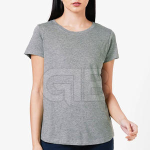 เสื้อยืดผู้หญิงผ้าคอตตอนระบายอากาศแห้งเร็วสีทึบฤดูร้อนเป็นมิตรกับสิ่งแวดล้อม - Product Image 1