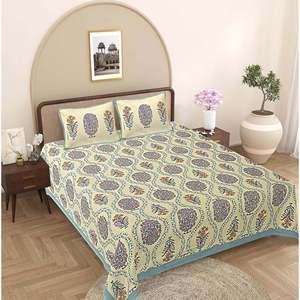 Turquoise Blue 100% Cotton <b>Floral</b> 240 TC King <b>Sheet</b> Set with 2 Pillow Covers (ADB1488) - Product Image 1