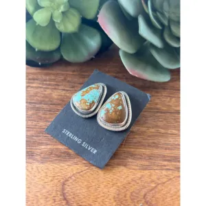 Wydelle Billie #8 Turquoise & <b>Sterling</b> <b>Silver</b> Bezel <b>Set</b> <b>Stud</b> <b>Earrings</b> - Product Image 4