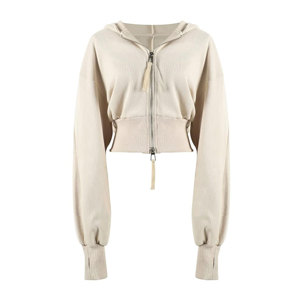 Venta al por mayor recortada Sudadera CON CAPUCHA DE LAS MUJERES Zip Up manga larga sudaderas con capucha Casual moda entrenamiento Crop Top chaqueta con capucha - Product Image 6