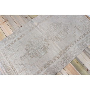 Alfombra Vintage de 3.3x5.7 pies, Alfombra Turca Decorativa, Alfombra Geométrica Beige Marrón - Product Image 2