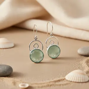 Pendientes Colgantes de Plata 925 con Calcedonia para Mujer, Estilo Moderno - Product Image 2