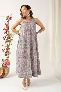 Vestido largo de algodón con bloque de mano indio, regalo de boda personalizado para novia, ropa de verano, estampado floral, Vestido de playa, moda para mujer - Product Image 4