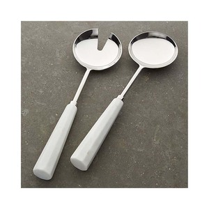 Incroyable Long design plat poignée noir mat miroir poli cuillère fourchette salade ensemble de serveur avec poignée de styliste géniale - Product Image 4