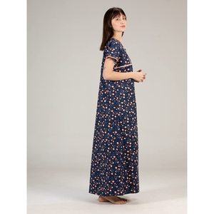 Evolove Women's Floral Loose Fit Cotton Maxi Nightgown with Button V-Neck Super Soft All Over Printed Sleepwear - Product Image 3