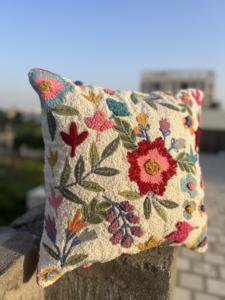 Fundas de cojín Lumbar de algodón bellamente bordadas de lujo de 45x45 cm, hoteles decorativos sostenibles sin azo, el mejor masaje - Product Image 3