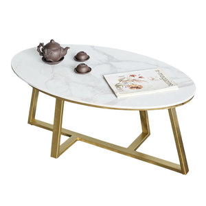 Sofá Elip Decorativo Moderno con Tapa de Piedra y Patas de Acero (TT68209) - Product Image 1